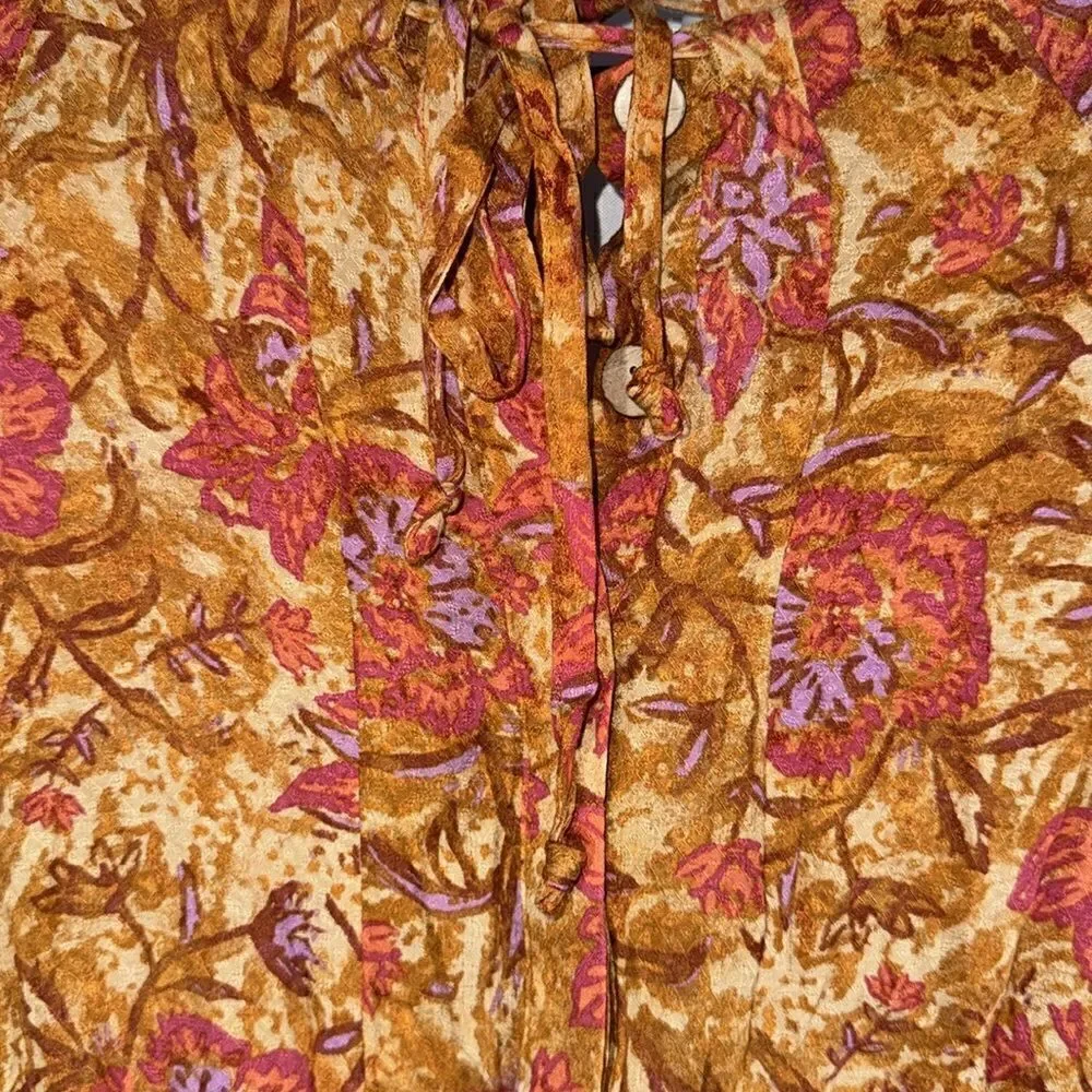 FREE PEOPLE DANCE TILL DAWN ROMPER IN ORANGE FLORAL PRINT XS TP NWOT